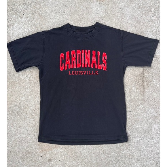 Louisville Cardinals T Shirt‎ Mens M Vintage Black Red Spell Out Logo - Picture 3 of 7